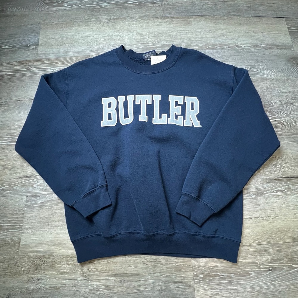Butler Sweatshirt mv sport Mens Medium Navy Blue Crewneck Collegiate Bulldogs
